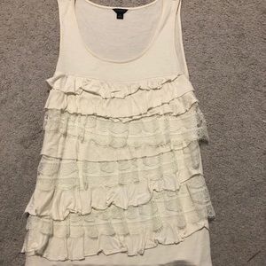 Ann Taylor loft white ruffles tank